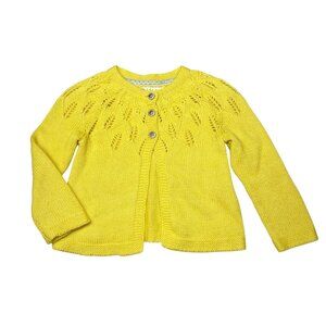 Baby Boden 6-12 mos Crochet Knit Cardigan Yellow Cotton Cashmere Sweater